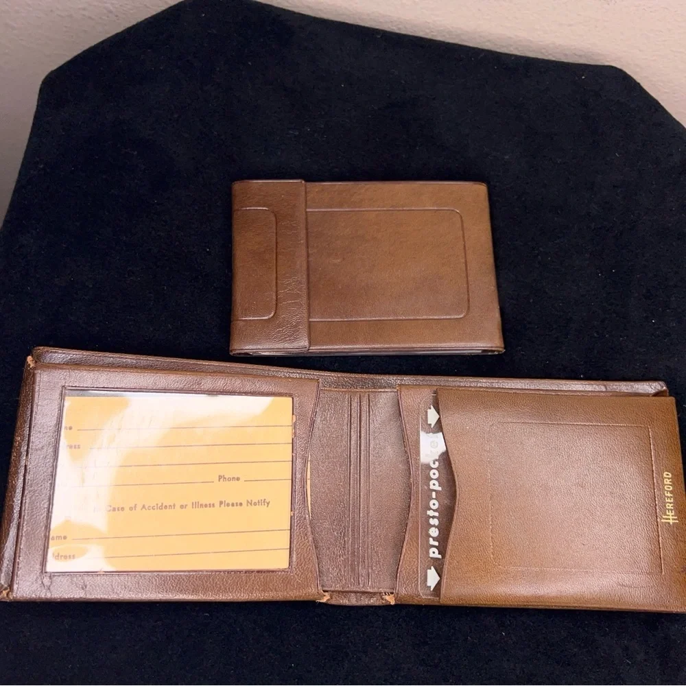 Vintage New Hereford Brown Leather Wallet Western Cowhide Texas Longhorn